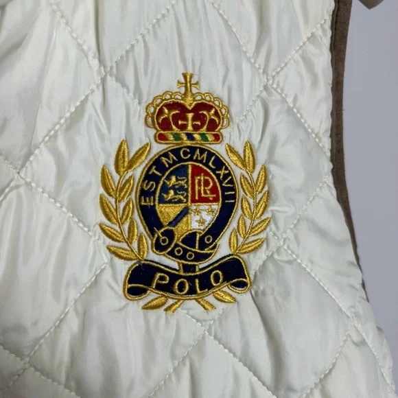 Polo by Ralph Lauren Women's Cream Quilted Vest with Crest vintage - Picture 6 of 11